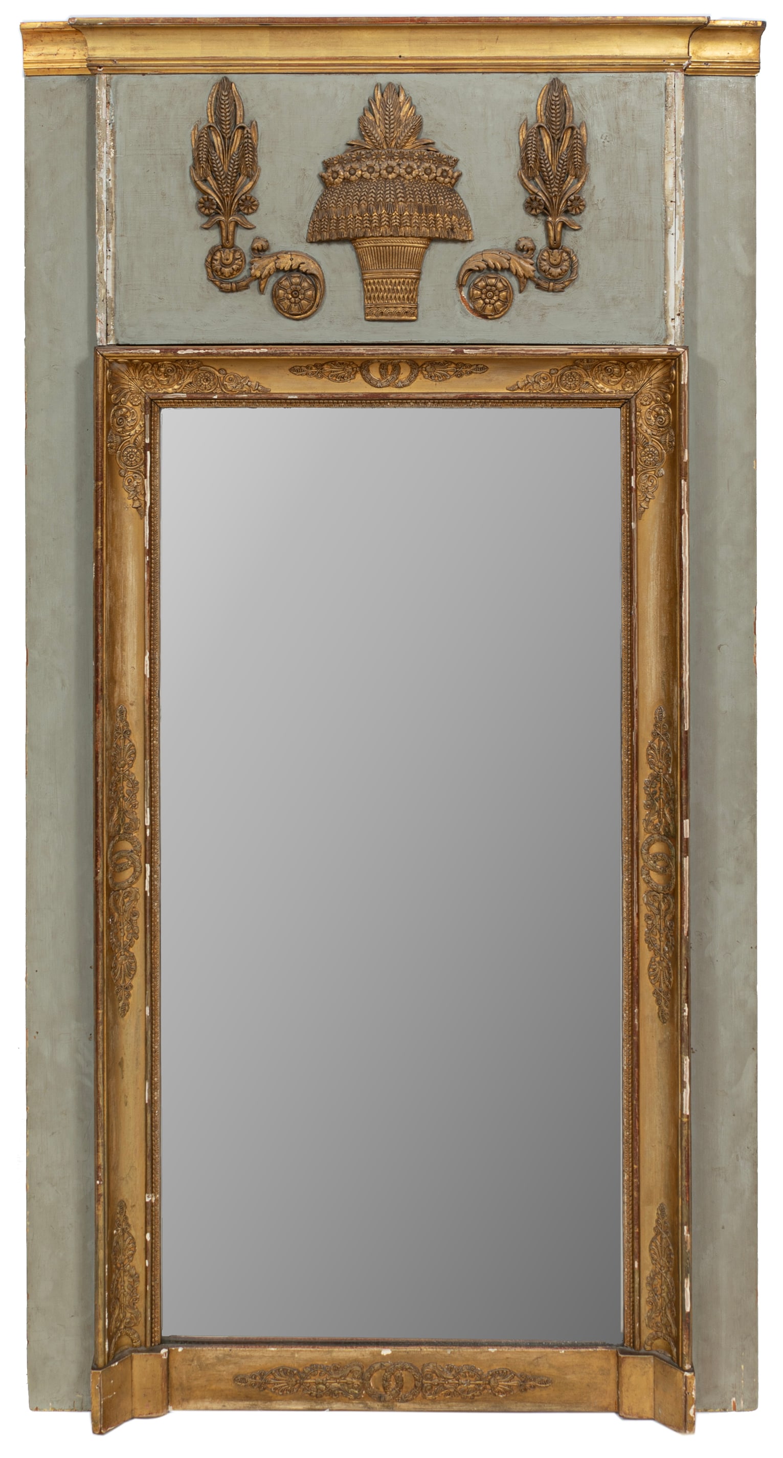 Continental Polychrome Painted Trumeau Mirror (1 of 1)