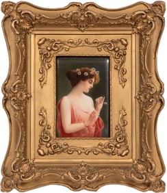 Hutschenreuther Polychrome Porcelain Plaque of ?Marguerite?
