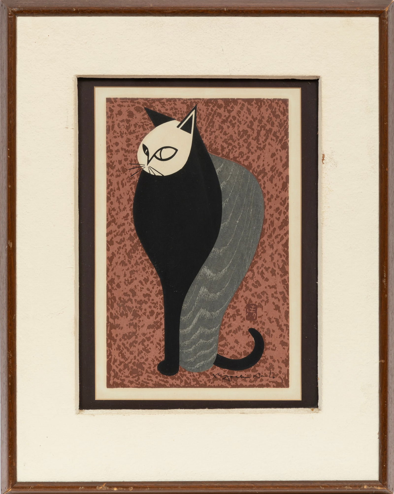 Kiyoshi Saito, Japanese 1907-1997, "Neko", woodblock (1 of 3)