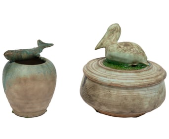 Two Small McCartys "Jade Pottery" Pieces