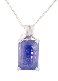 Sterling Silver and Solitaire Tanzanite Pendant on Chain