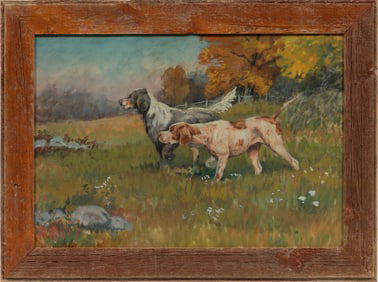 American School 20th c., ?Hunting Dogs?, watercolor on paper
