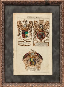 British School 18th c., "Atcheivements [sic] of Marquesses", hand-colored engraving