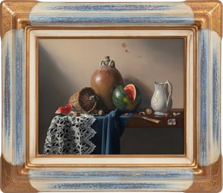 Pierre Rasèr, French b. 1953, "Noix & Pastèque", oil on canvas