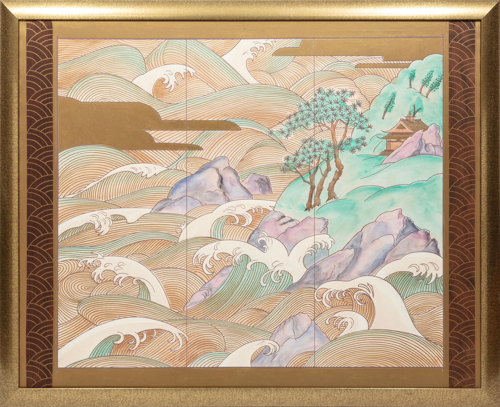 Large Decorative Painting of a Japanese Landscape (1 of 3)