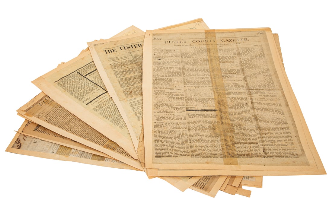 Six Reproduction Ulster County Gazette Newspapers, for January 4, 1800, announcing the death of (1 of 2)