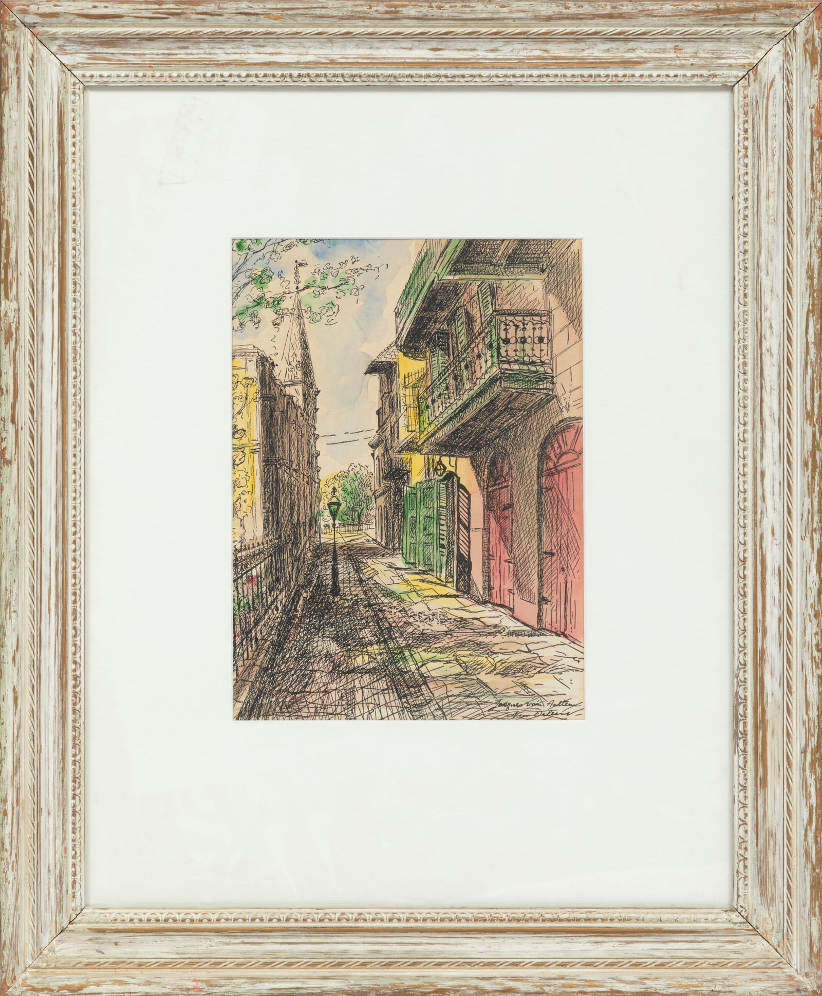 Jacques Van Aalten, Belgian/American 1907-1997, "Pirate's Alley", hand-colored etching on paper laid (1 of 3)