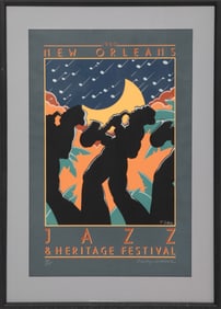 Phillip Collier, "New Orleans Jazz & Heritage Festival", silkscreen on unstretched canvas