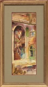 Robert Rucker, American/Louisiana 1932-2001, "French Quarter Courtyard", watercolor on board