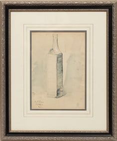 Selina Elizabeth Bres Gregory, American/Louisiana 1870-1953, ?Still Life of Bottle?, watercolor on