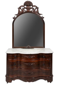 American Rococo Carved Rosewood Serpentine Dresser