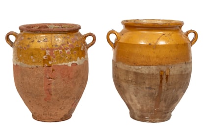 Two Antique French Glazed Confit Jars