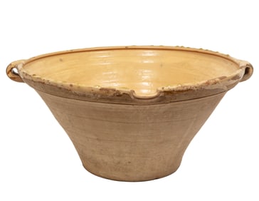 Large Antique French Glazed “Tian” Mixing Bowl