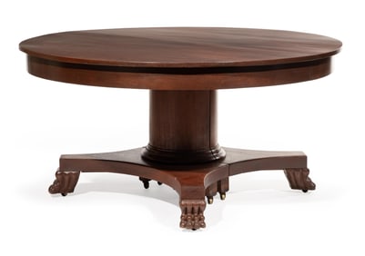 American Classical Carved Mahogany Extension Dining Table