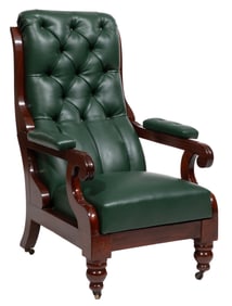 American Classical Carved Mahogany Mechanical Library Chair