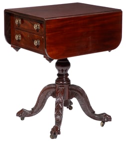 American Classical Carved Mahogany Work Table