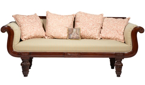 Anglo-Colonial Carved Tropical Hardwood Sofa