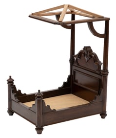 American Rococo Carved Mahogany Salesman Sample Half Tester Bed
