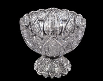 American Brilliant Cut Glass Punchbowl on Stand (2 pcs.)