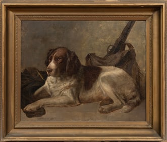 American School 1867, ?Hunting Dog?, oil on canvas laid on board