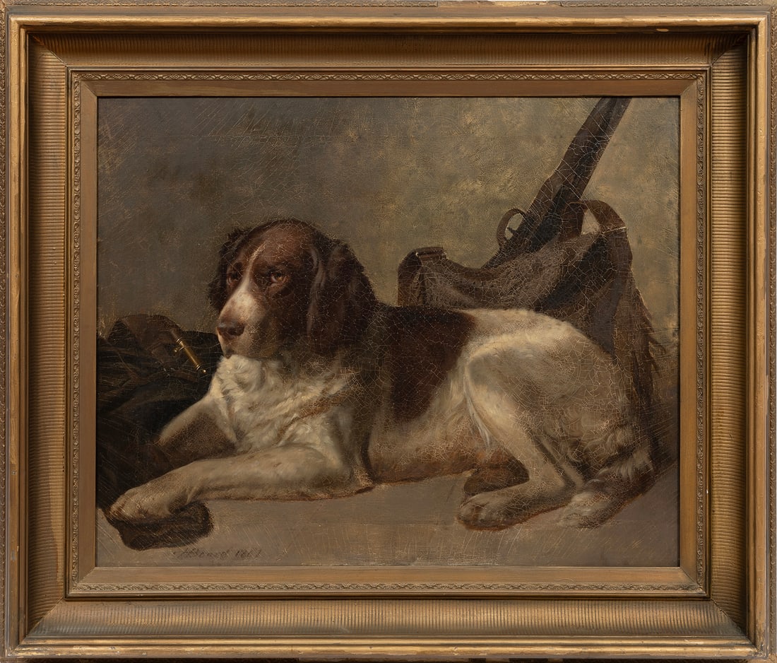 American School 1867, ?Hunting Dog?, oil on canvas laid on board (1 of 3)