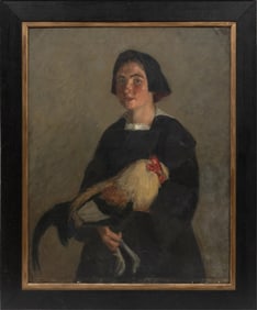 Elisha Kent Kane Wetherill, American/Pennsylvania 1874-1929, "Breton Peasant Woman Holding Rooster",