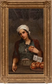 Ignazio Ricca, Italian/New York 1860-1937, ?Apple Girl?, oil on canvas