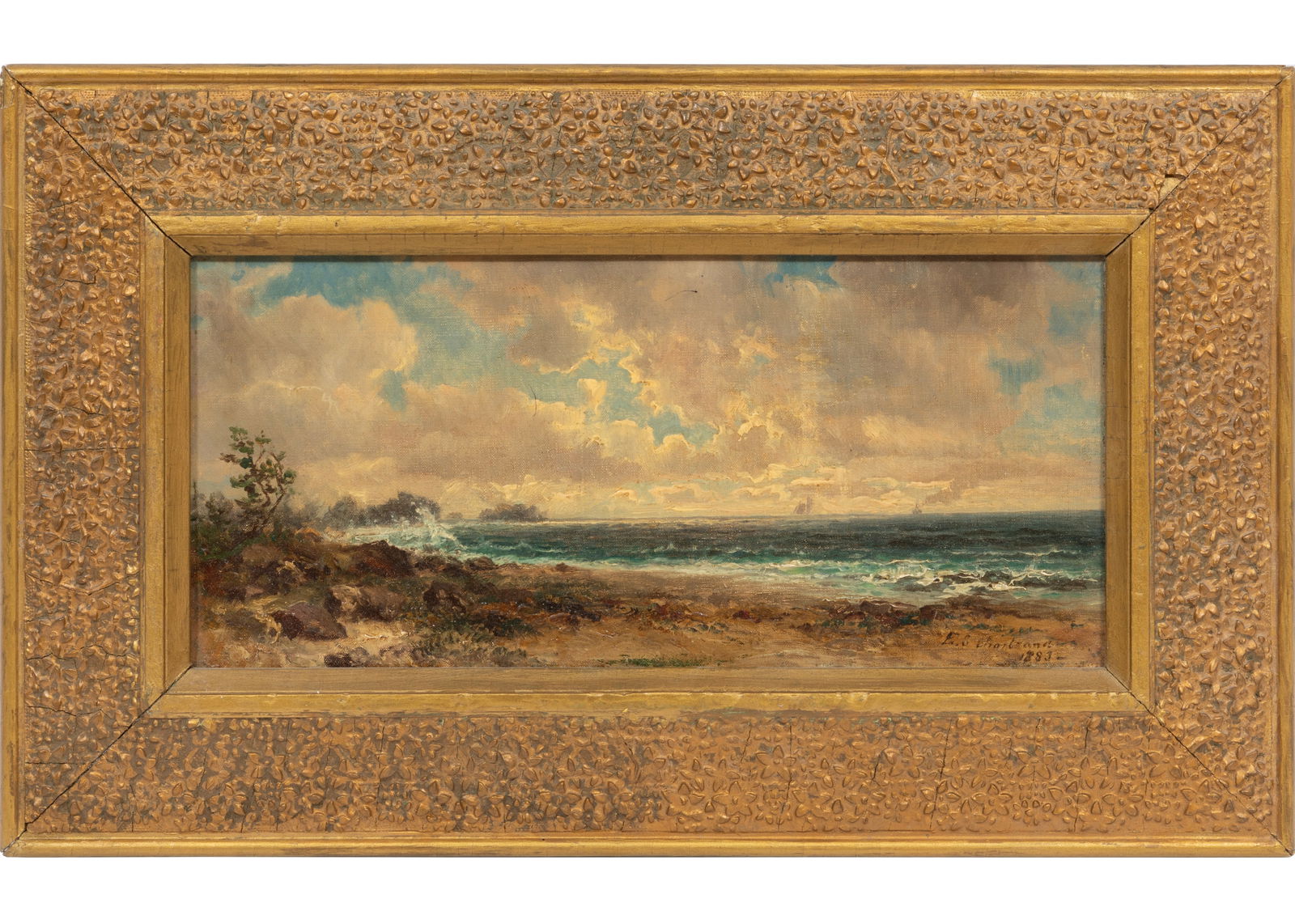 Esteban Sebastian Chartrand, Cuban/New Jersey 1840-1884, "Paisaje Costero", oil on canvas (1 of 3)