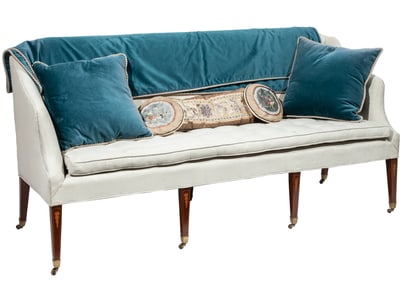 American Sheraton Inlaid Mahogany Settee