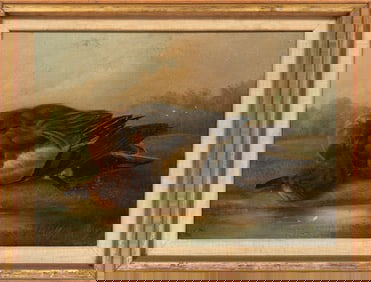 Southern School 19th c., "Nature Morte: Duck", oil on canvas