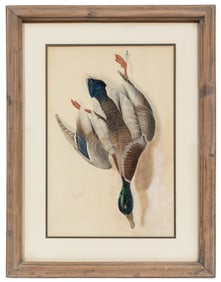 George Louis Viavant, American/Louisiana 1872-1925, "Nature Morte: Mallard Duck", watercolor on