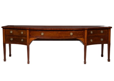 Monumental George III Inlaid Mahogany Bowfront Sideboard