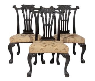 Set of Three Antique Chippendale Carved Mahogany Sidechairs