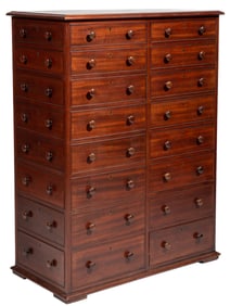 Regency Carved Mahogany Collector's Chest/ Dressing Chest