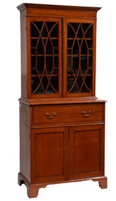 Georgian Inlaid Satinwood Secretary Bookcase