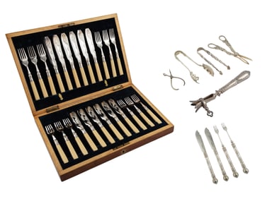 A Good Group of Antique and Vintage Silver and Silverplate Tableware