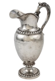 French First Standard Silver Pitcher with Washington Guards (New Orleans) Presentation Inscription