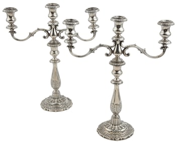 Pair of American Sterling Silver Three-Light Candelabra in the Georgian Taste