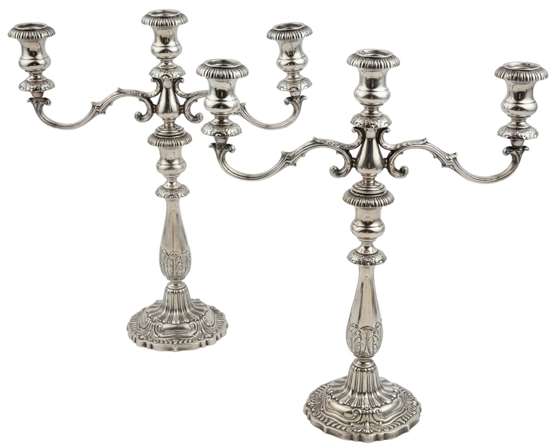 Pair of American Sterling Silver Three-Light Candelabra in the Georgian Taste (1 of 4)