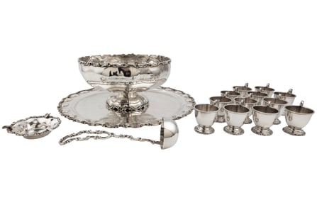 Mexican Sterling Silver Punch Set in the Spanish Colonial Taste