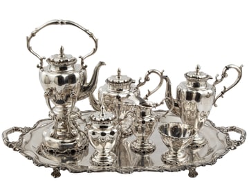 Mexican Sterling Silver Tea and Coffee Service in the Spanish Colonial Taste