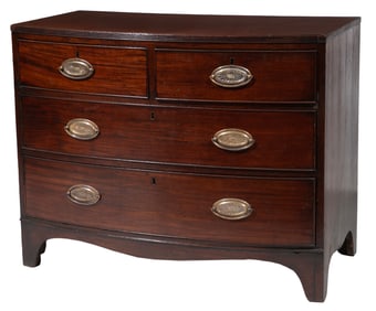 Georgian-Style Carved Mahogany Bowfront Chest of Drawers
