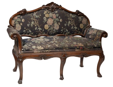 Italian Rococo-Style Carved Walnut Settee