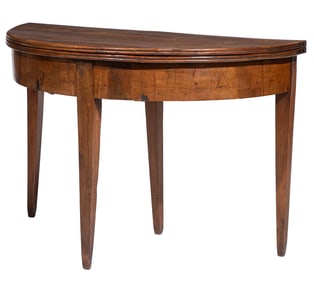 French Provincial Carved Walnut Demilune Table