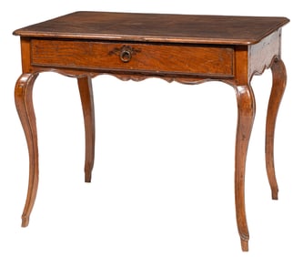 French Provincial-Style Carved Walnut Cabriole Leg Worktable