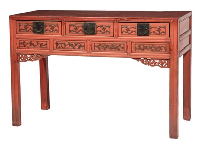 Chinese Red Lacquer Altar Table