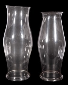 Two Antique American or English Glass Hurricane Shades