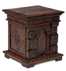 Antique Continental Carved Walnut Table Cabinet
