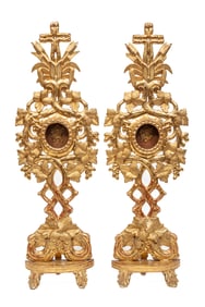 Pair of Antique French Giltwood Monstrances/Reliquaries