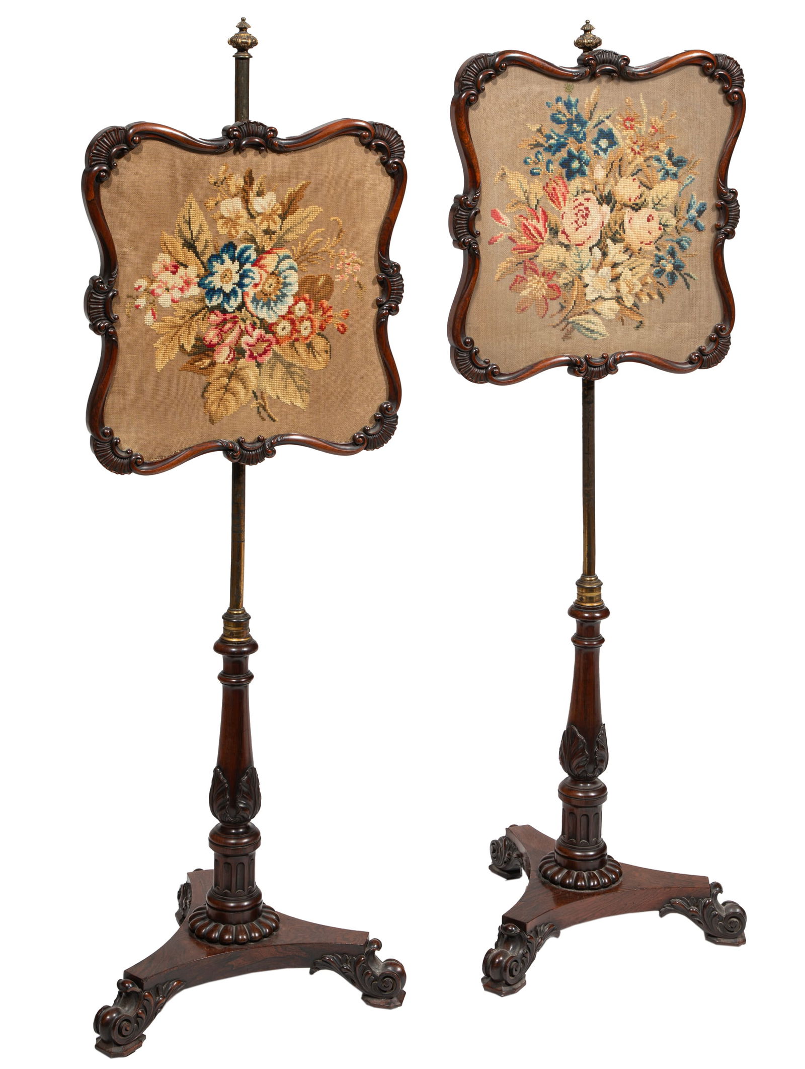 Pair of Regency Rosewood and Brass Fire Screens (1 of 4)